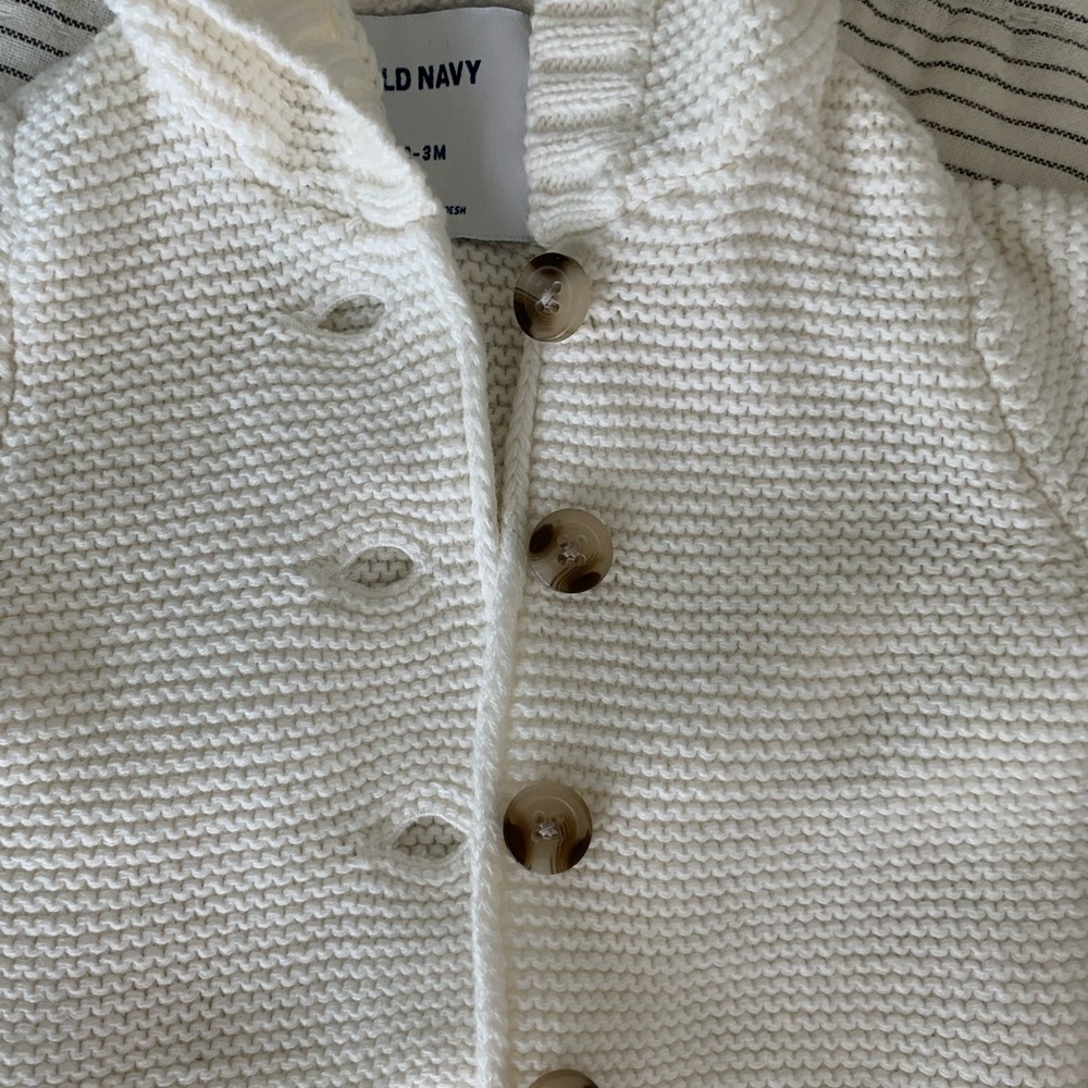 Old Navy 0-3 MO Button Down Hooded Knit Cardigan - Picture 2 of 3